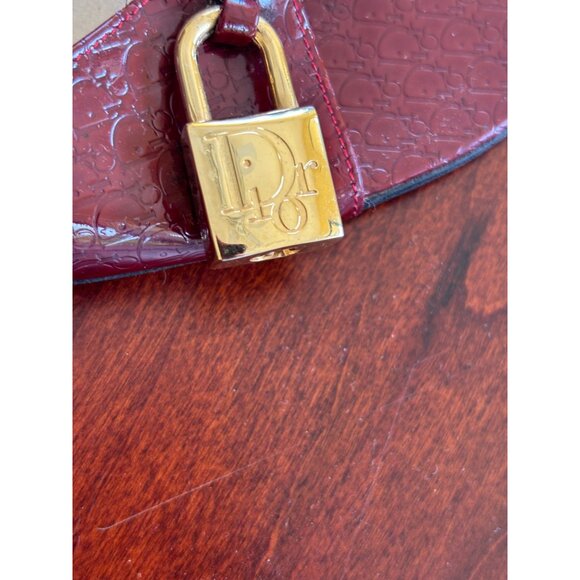 Christian Dior Souliers Burgundy Heeled Sandals With Lock & Key Accent Size 7 - Picture 8 of 10